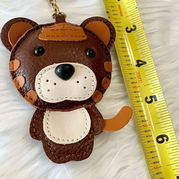 Handmade Genuine Leather Colorblock Cartoon Tiger Keychain/Handbag Charm - Picture 5 of 8